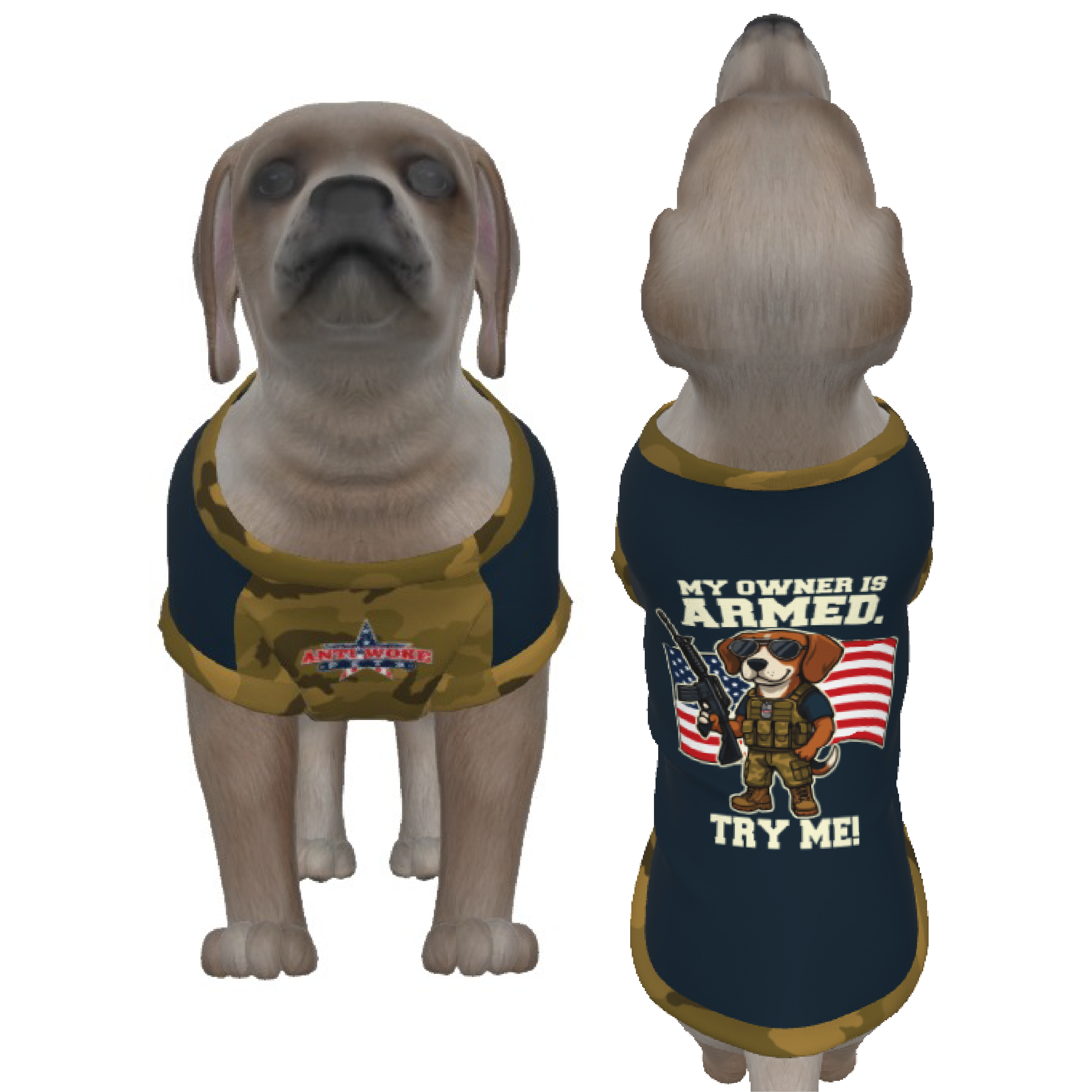 Beagle W Ar 15- My Owner Is Armed- Anti Woke Pets- Puppy Tank Top